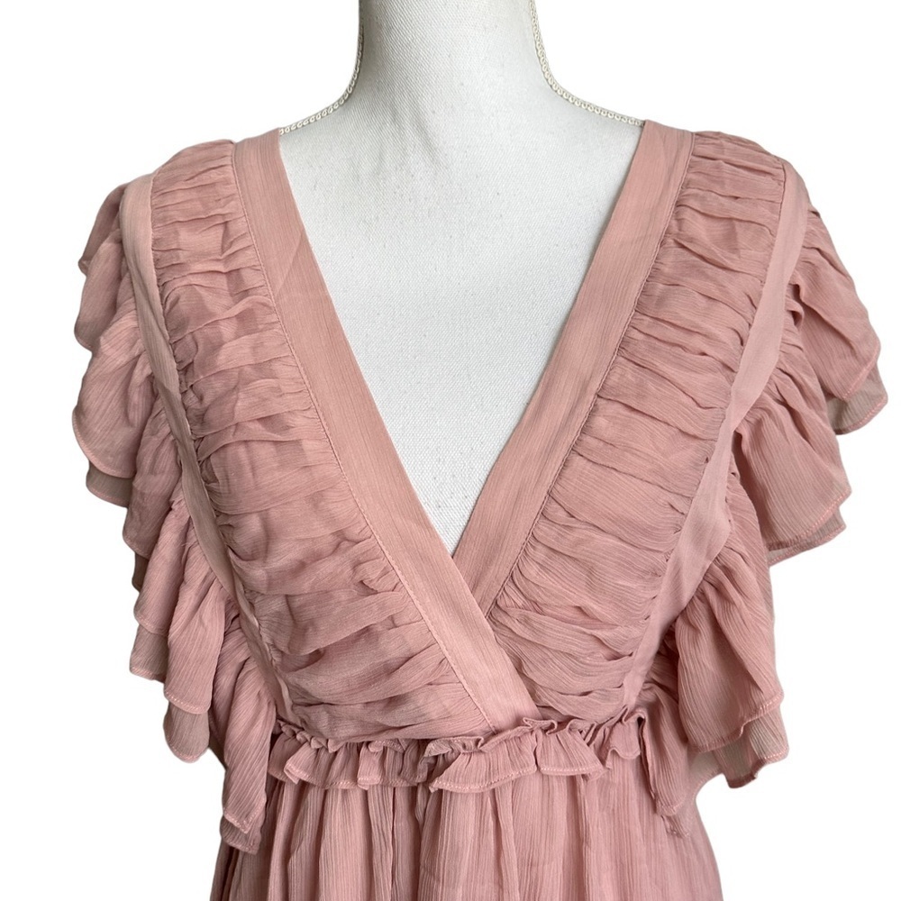 Forever 21 Mauve Ruffle V-neck Midi Dress Size Small - Picture 4 of 17